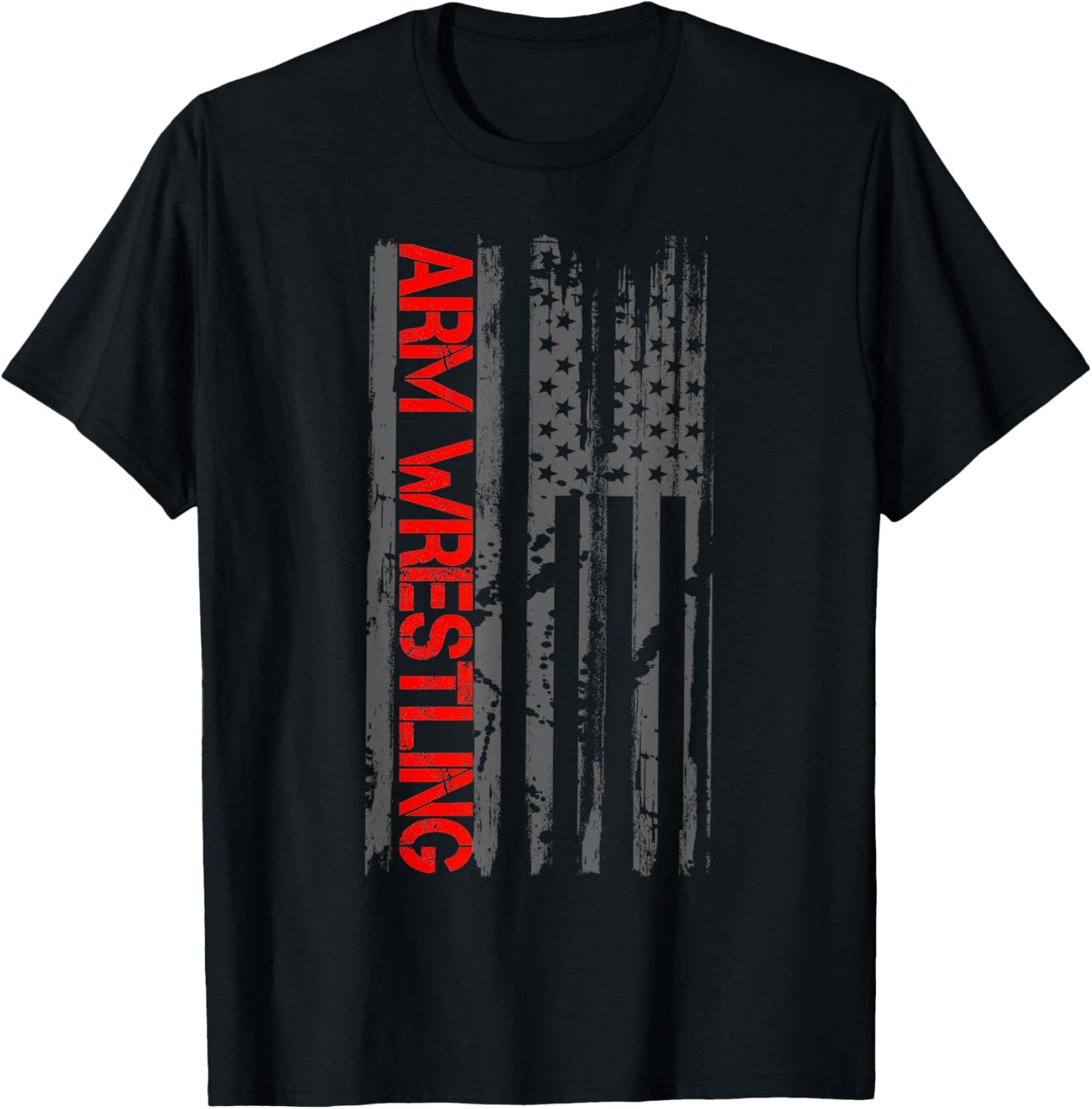 Arm Wrestling Patriotic American Flag T-Shirt - T-Shirt | Black