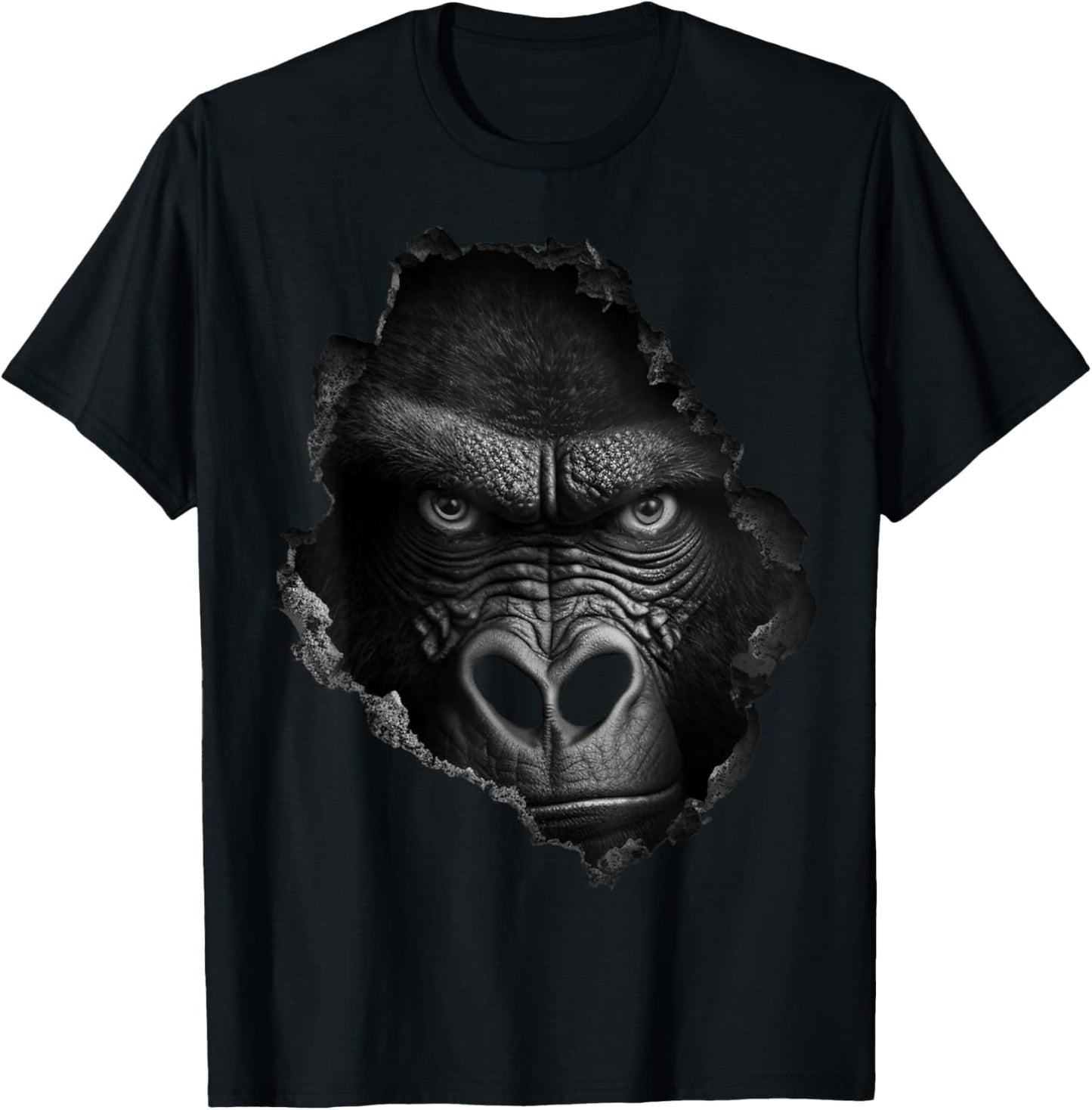 Gorilla Face Wall Animal Print Art Animal Lover Gorilla T-Shirt - T-Shirt | Black