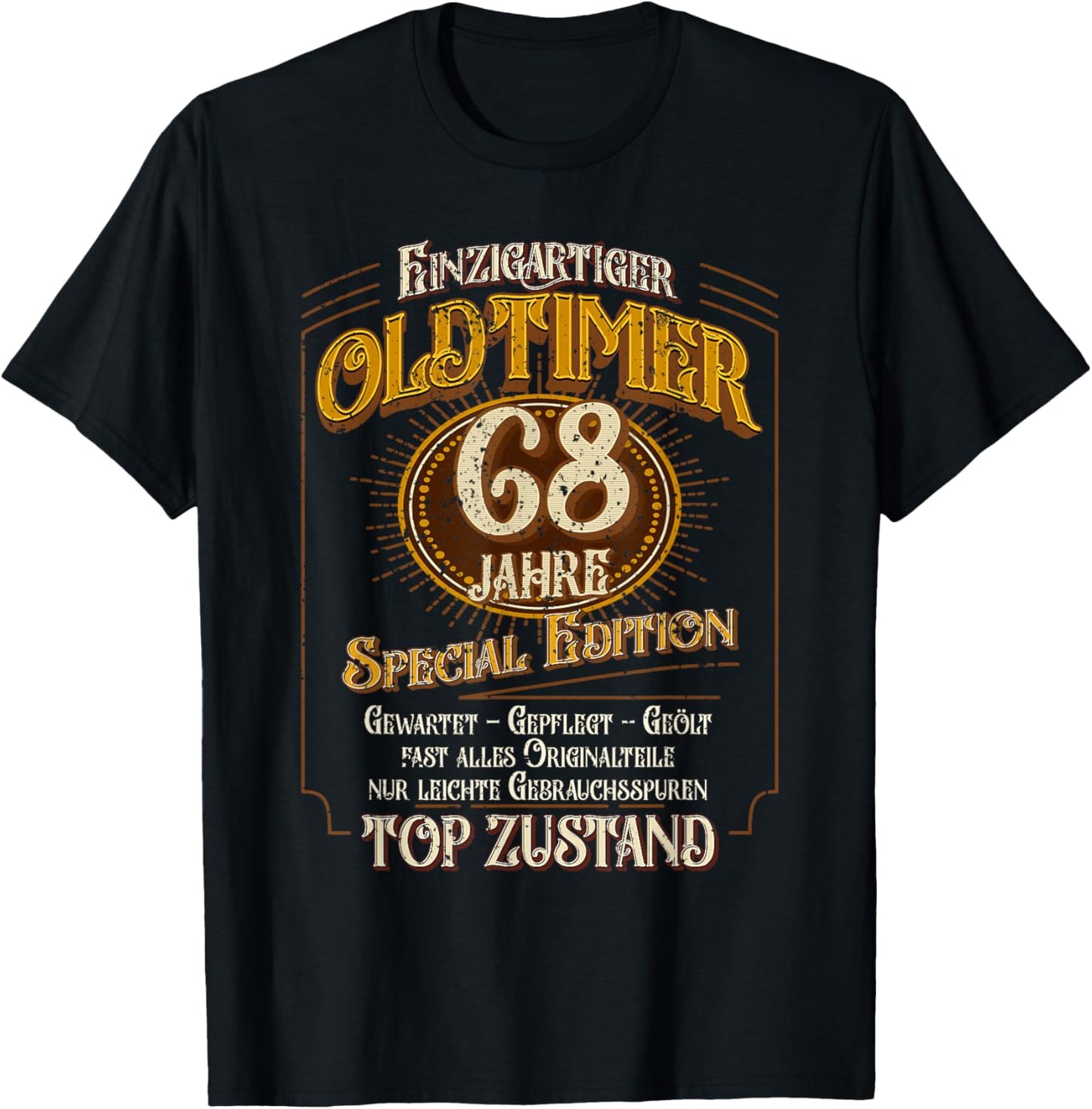 Vintage 68. Geburtstag Mann 68 Jahre Einzigartiger Oldtimer T-Shirt - T-Shirt | Black
