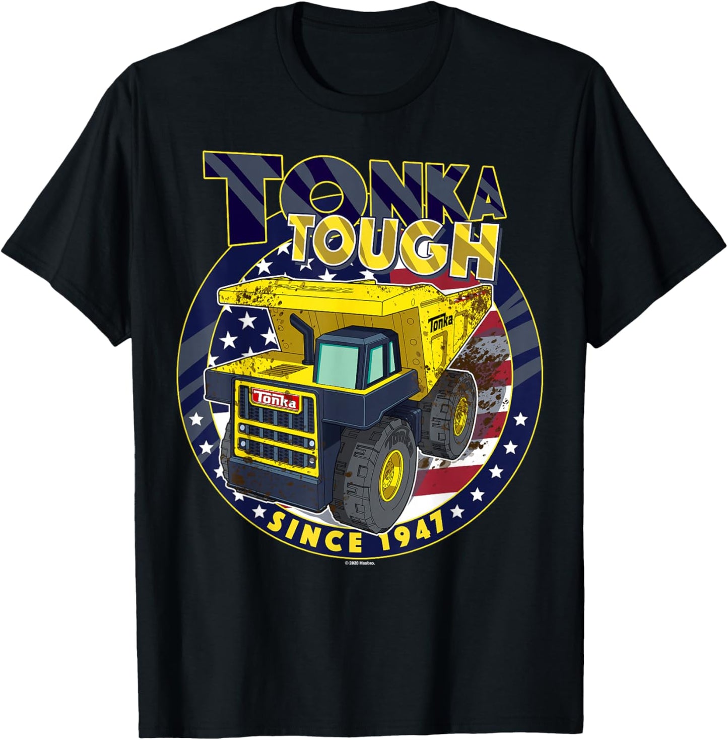 Tonka Tough Since 1947 American Flag Circle T-Shirt - T-Shirt | Black