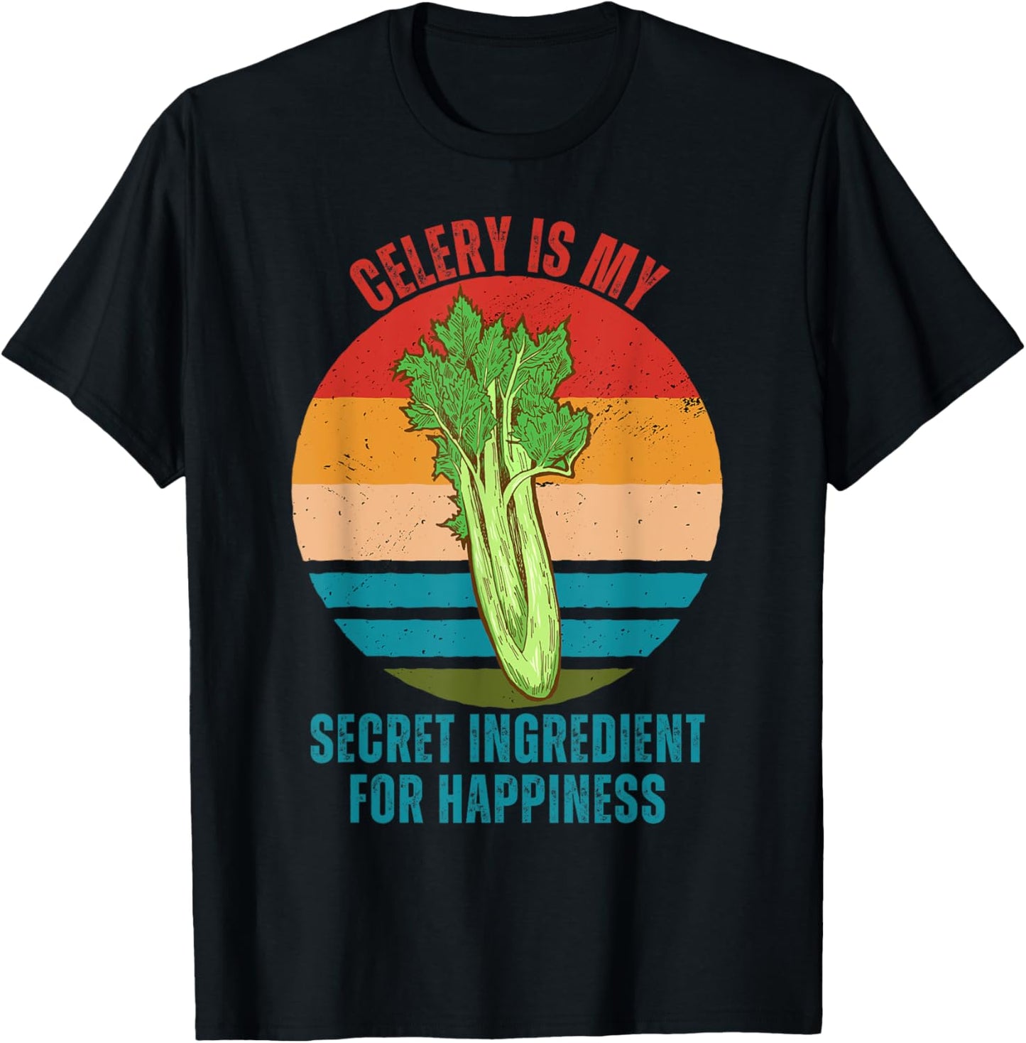 Vintage Celery Is My Secret Ingredient For Happiness T-Shirt - T-Shirt | Black