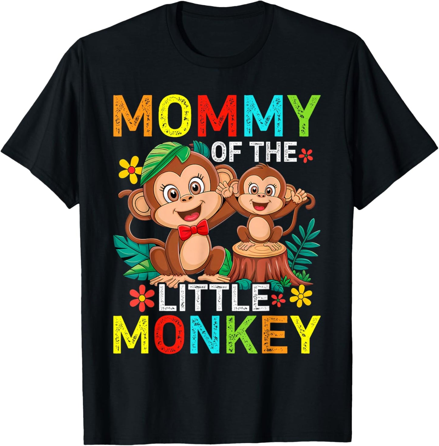 Mommy Of Little Monkey Birthday Family Matching T-Shirt - T-Shirt | Black