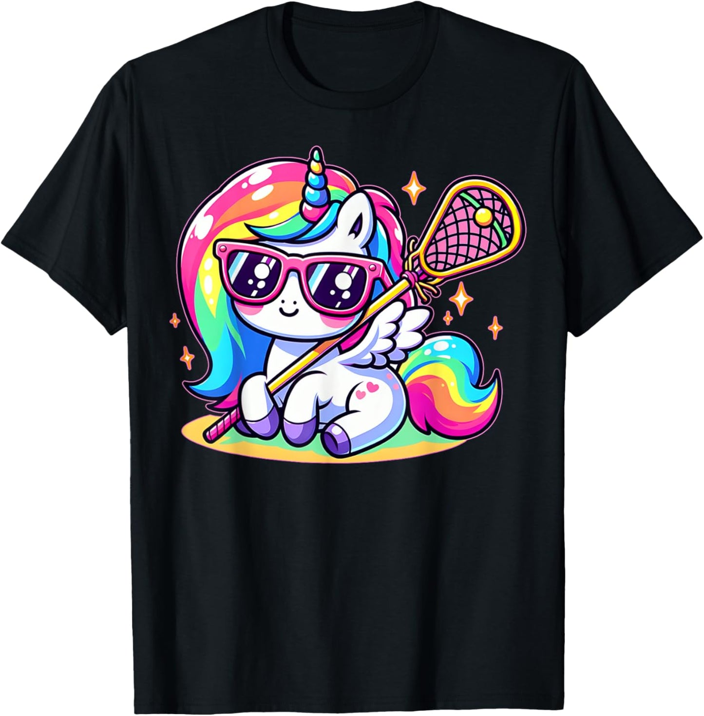 Funny Unicorn Lax Lacrosse Men Boys Girls Youth Teens Sports T-Shirt - T-Shirt | Black