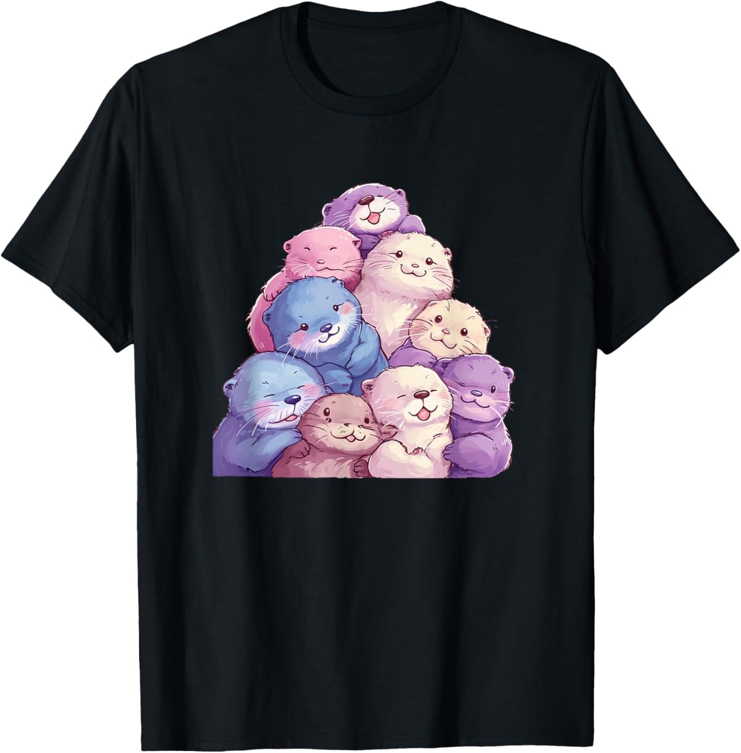 Cute Kawaii Pastel Otter Boys Girls Kids T-Shirt - T-Shirt | Black