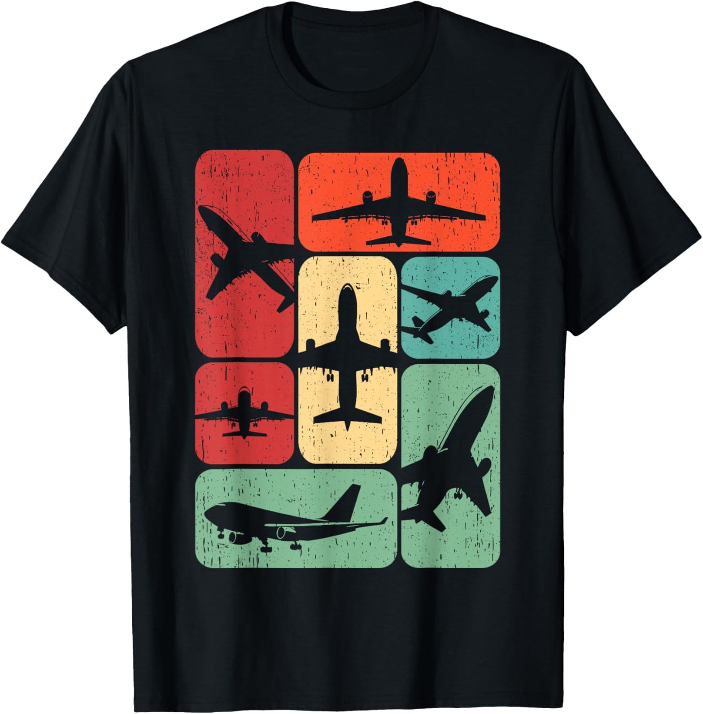 Vintage Airplane Design Gifts Kids Men Airplane Pilot Art Retro Black Small Men Boys Winter T-Shirt - T-Shirt | Black