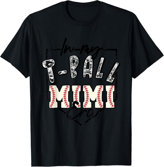 In My T-ball Mimi Era Camo -ball Matching Family Sport T-Shirt - T-Shirt | Black