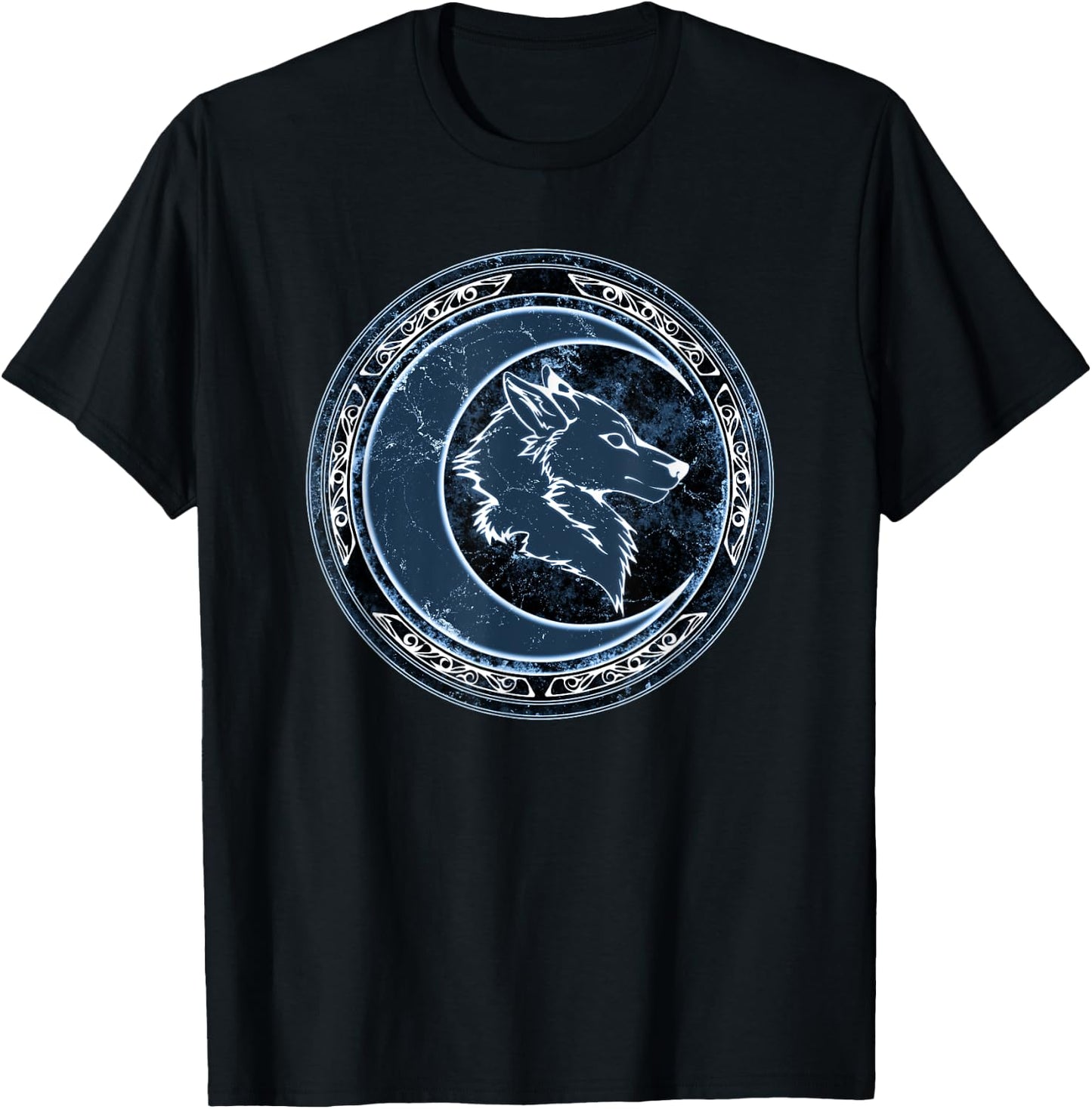 Celtic Wolf and Moon T-Shirt - T-Shirt | Black