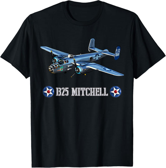 American Aircraft WWII Bomber B-25 Mitchell T-Shirt - T-Shirt | Black