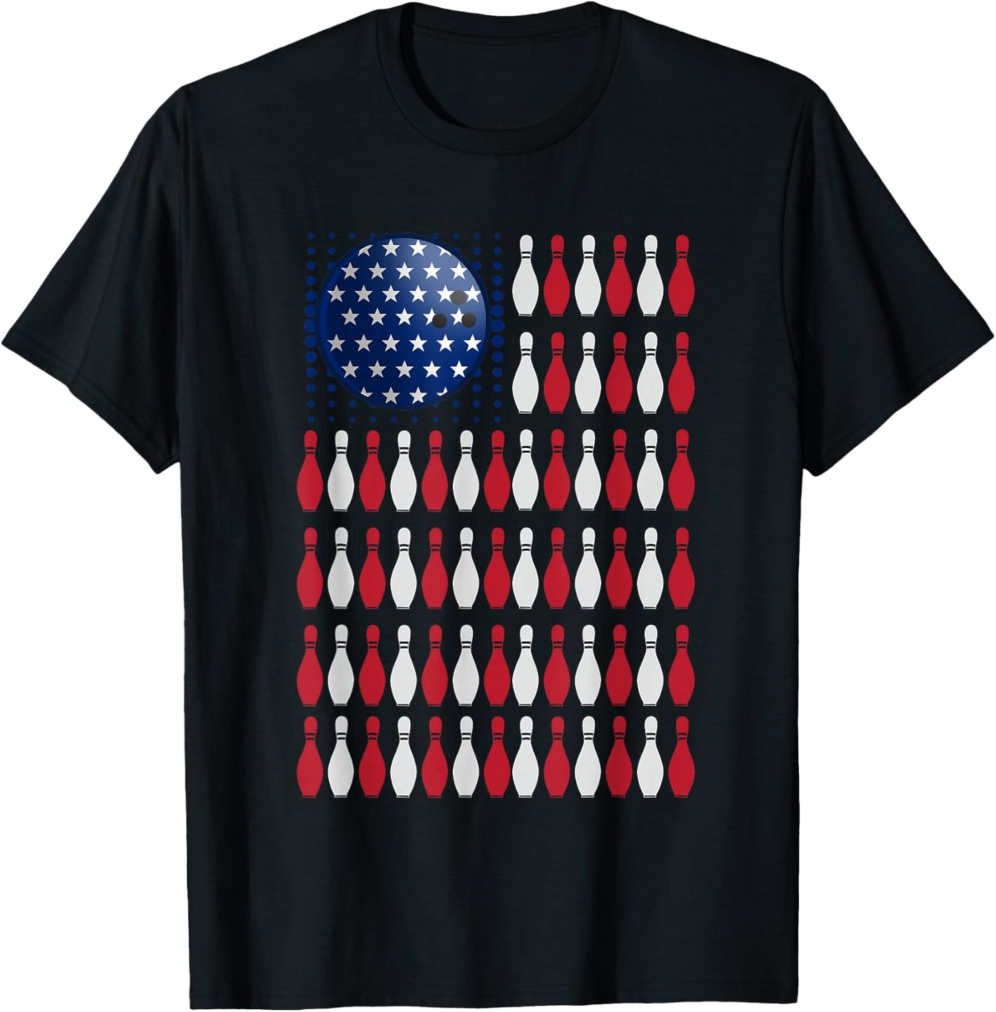 American Flag Bowling | Bowler Gifts for Bowling Team T-Shirt - T-Shirt | Black
