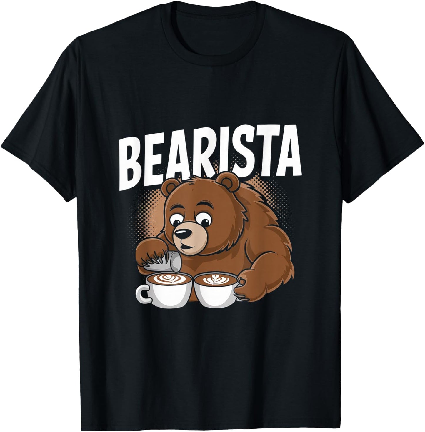Bearista Funny Barista Pun Coffee Bear T-Shirt - T-Shirt | Black