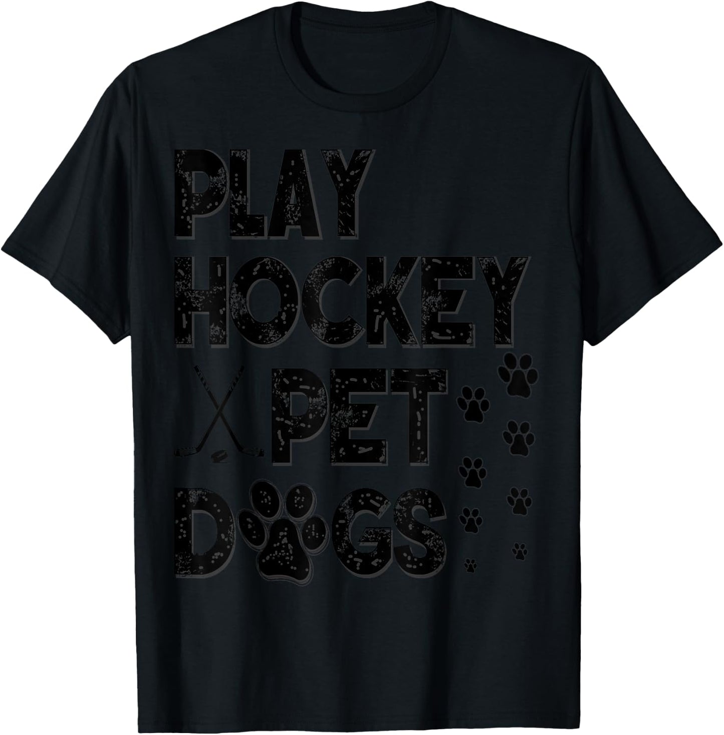 Play Hockey Pet Dogs T-Shirt - T-Shirt | Black