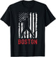 Boston Massachusetts American Flag Baseball Weathered T-Shirt - T-Shirt | Black