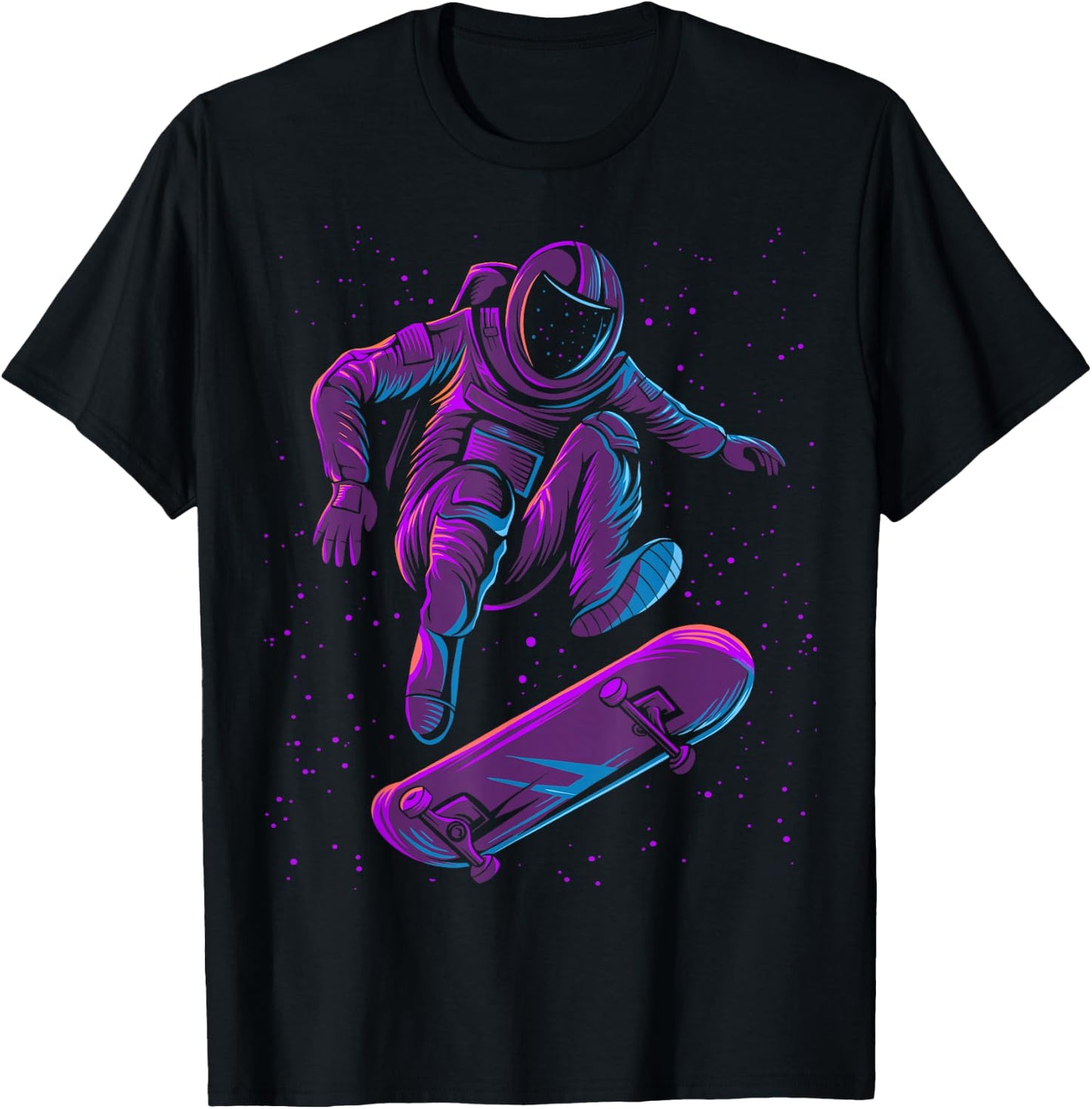 Skating Astronaut Skateboard T-Shirt - T-Shirt | Black