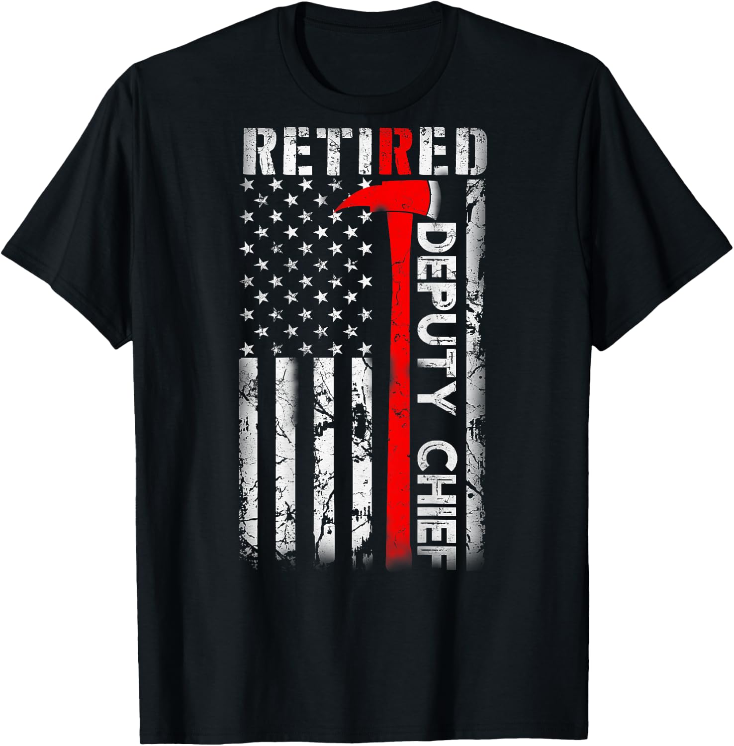 Retired Deputy Fire Chief Fireman Retirement UAS flag Gifts T-Shirt - T-Shirt | Black