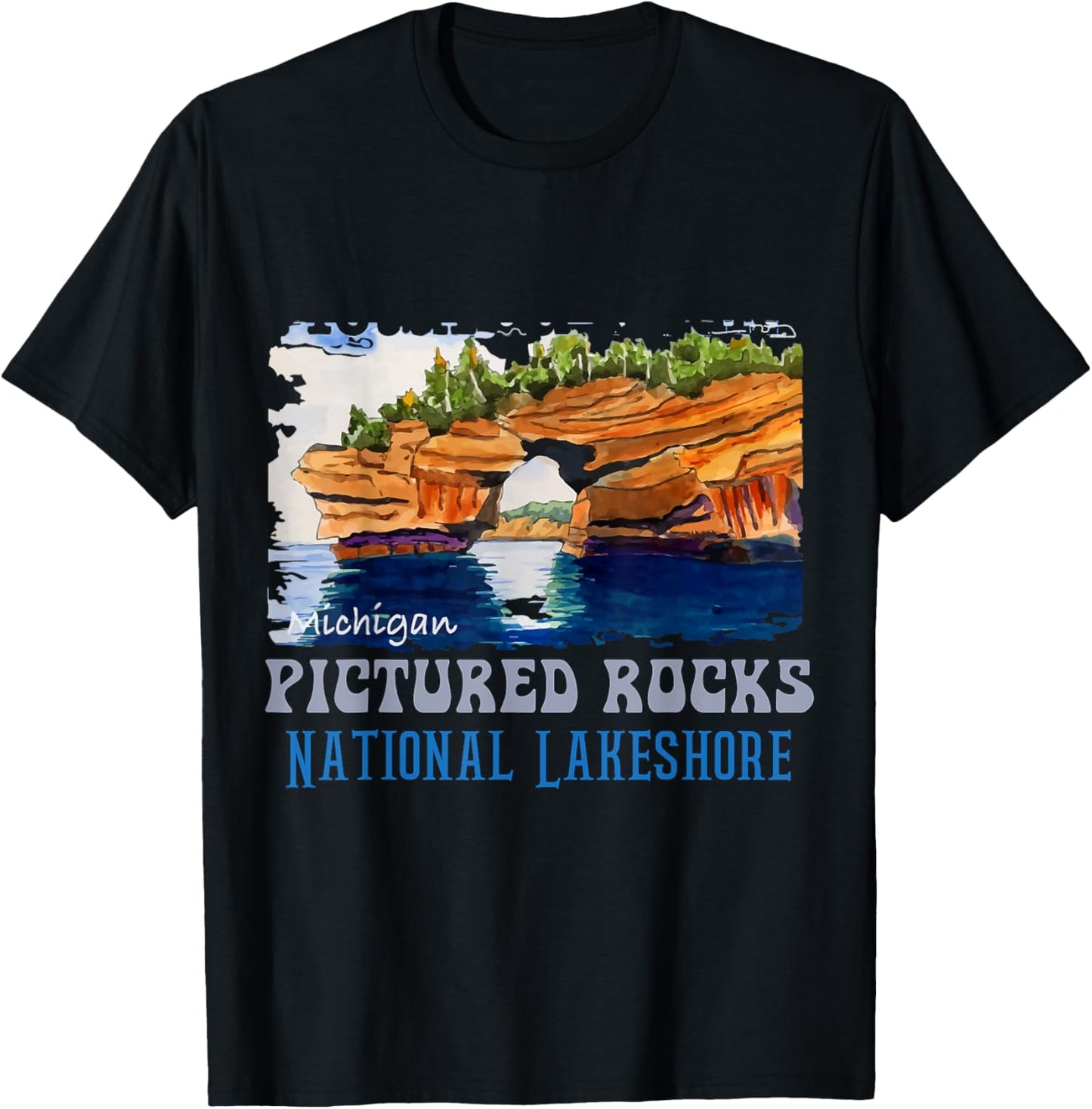 Pictured Rocks Lakeshore US state of Michigan Vintage parks T-Shirt - T-Shirt | Black