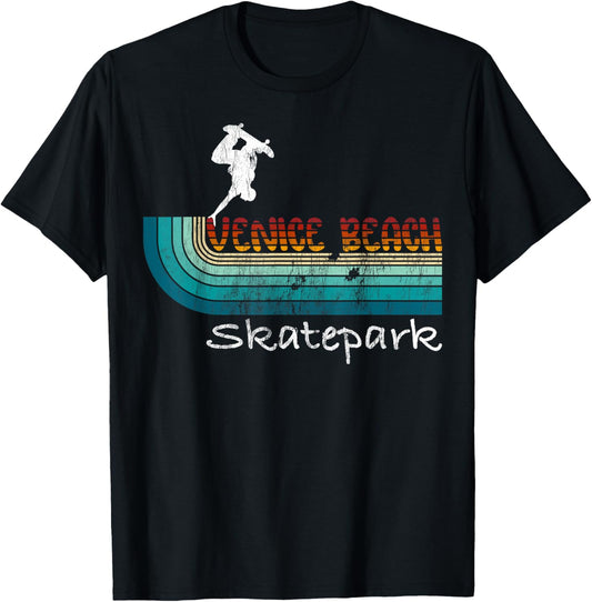 Venice Beach California Skatepark, Skateboard T-Shirt - T-Shirt | Black