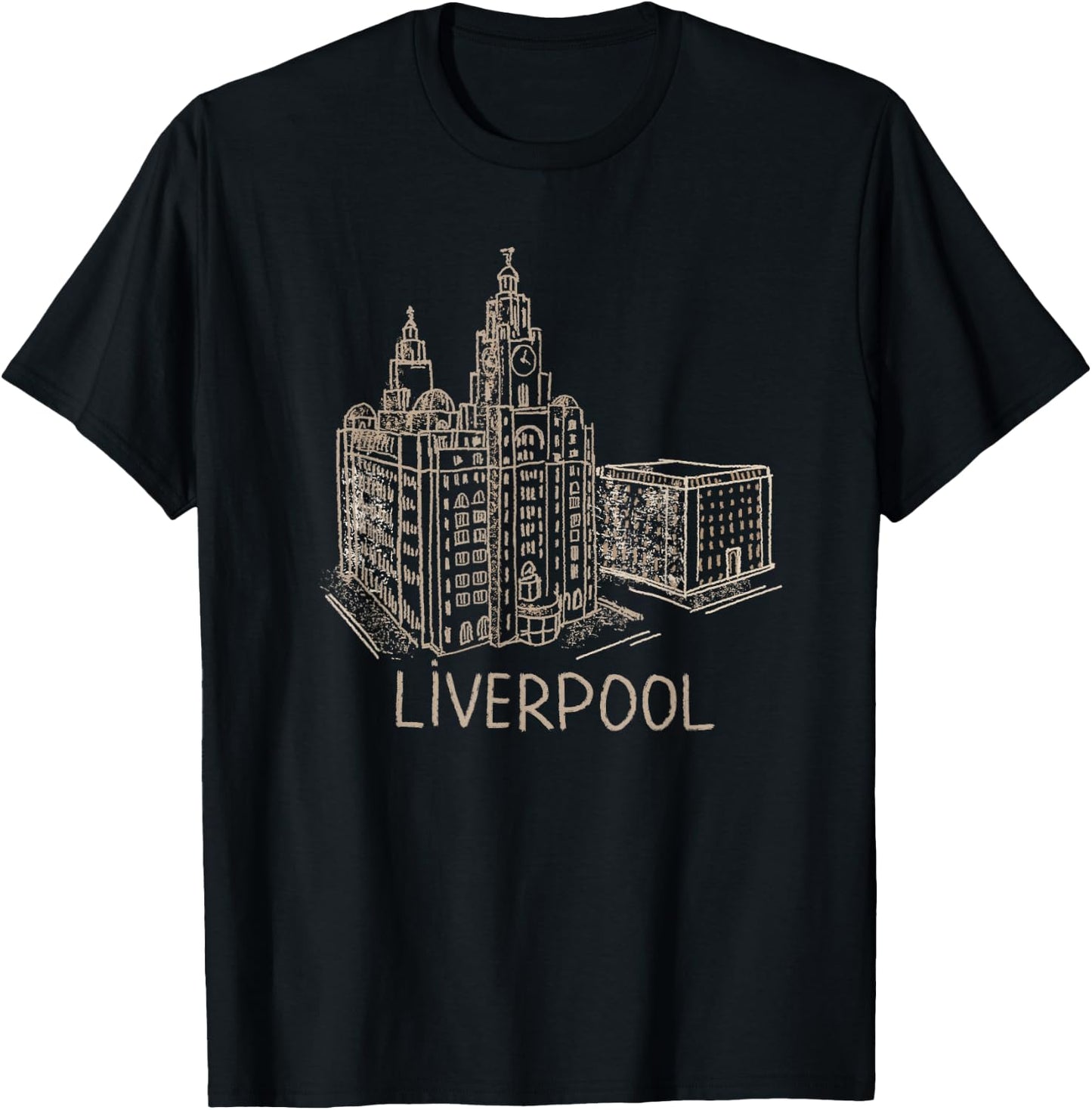 Liverpool England Travel Souvenir City Landmark Gift T-Shirt - T-Shirt | Black