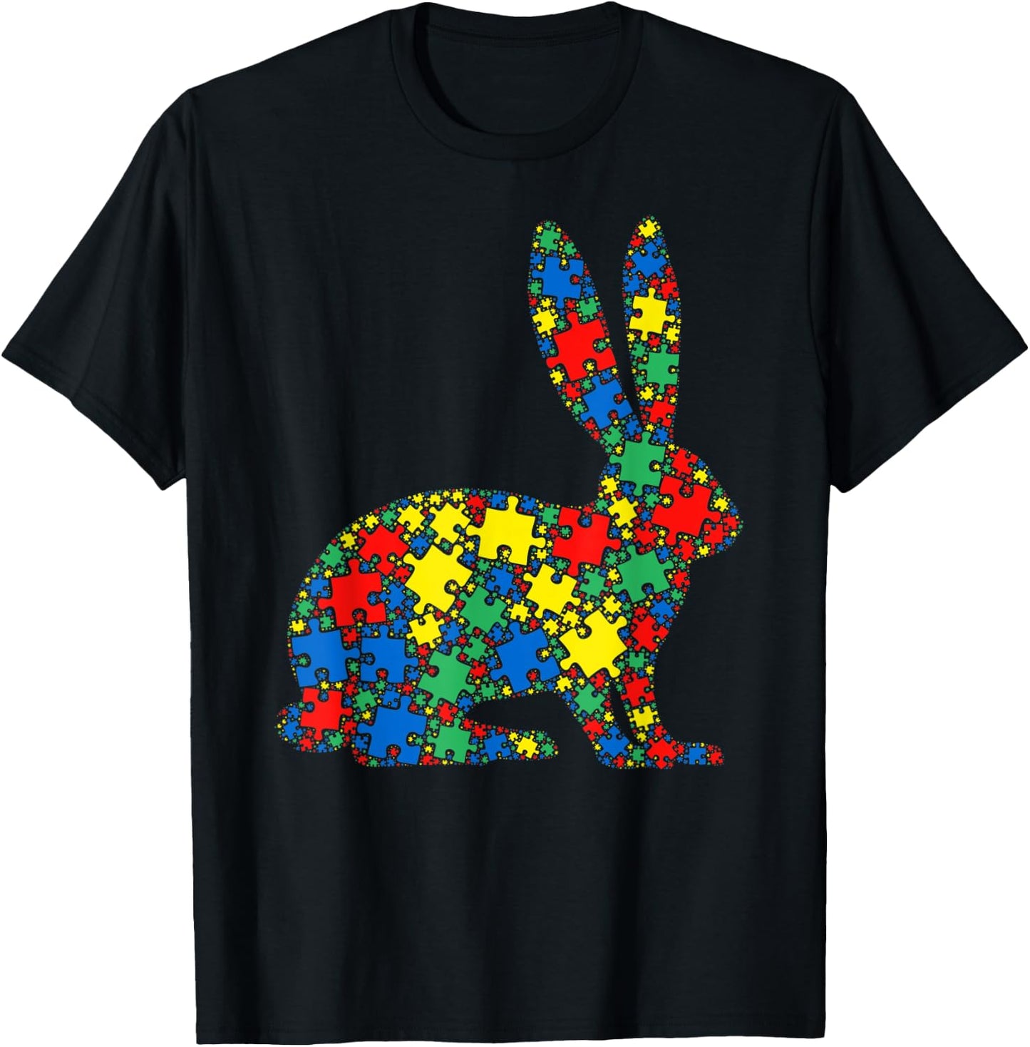 Rabbit Autism Puzzle Men Kids - Autism Awareness T-Shirt - T-Shirt | Black