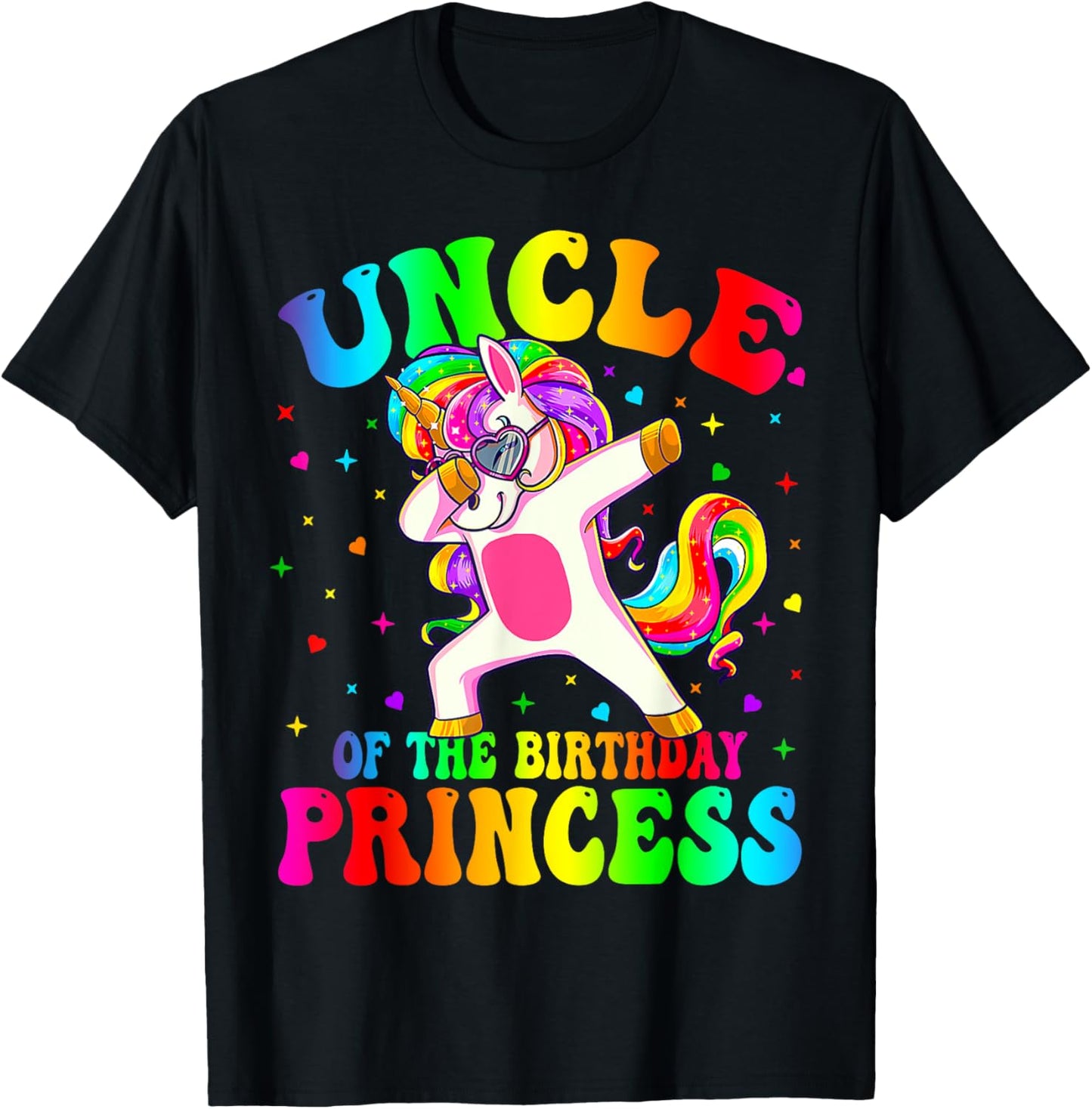 Uncle of the Birthday Princess Girl Dabbing Unicorn Mom T-Shirt - T-Shirt | Black