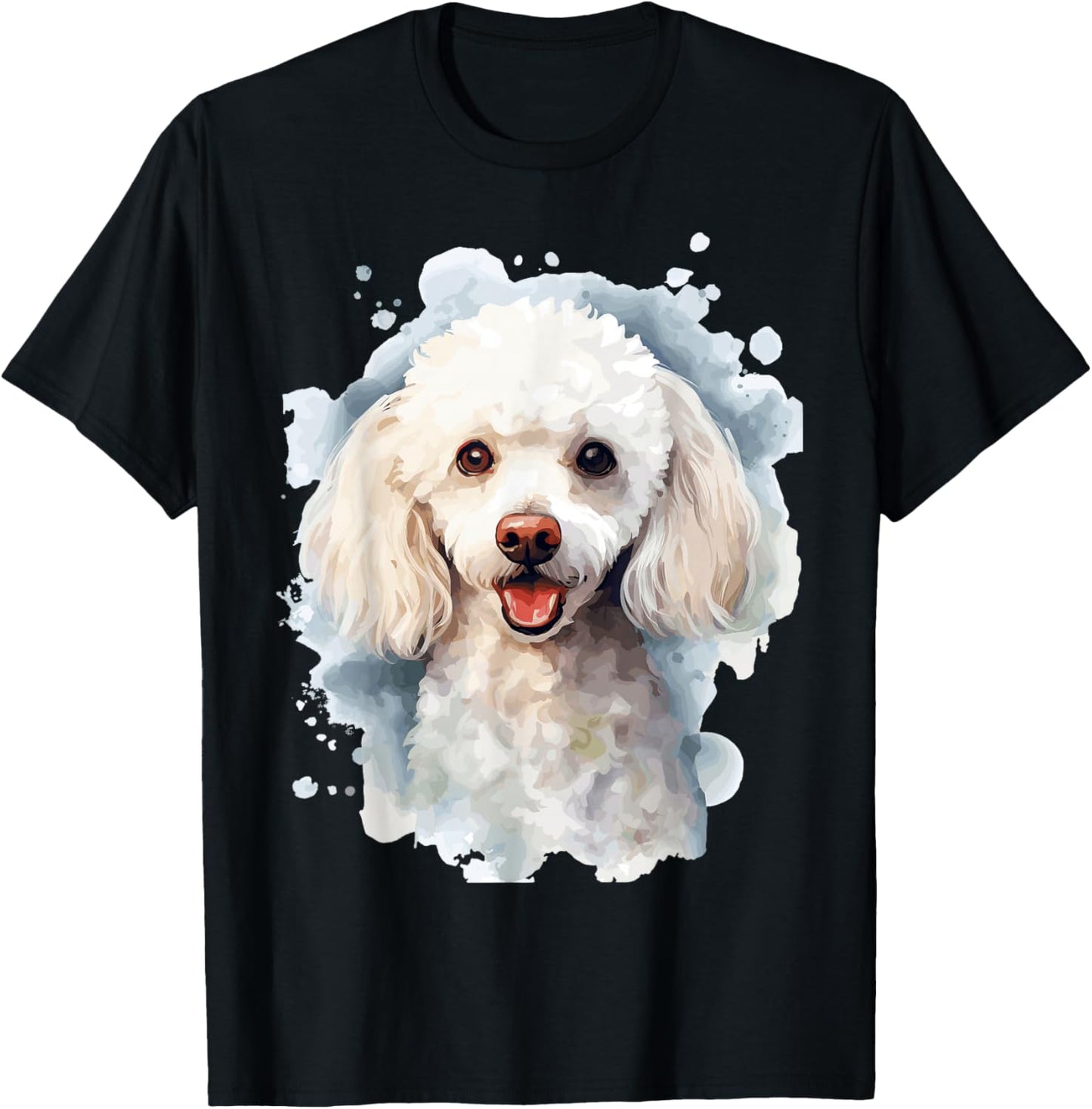 White Poodle Lovers Design Pop Art White Poodle T-Shirt - T-Shirt | Black