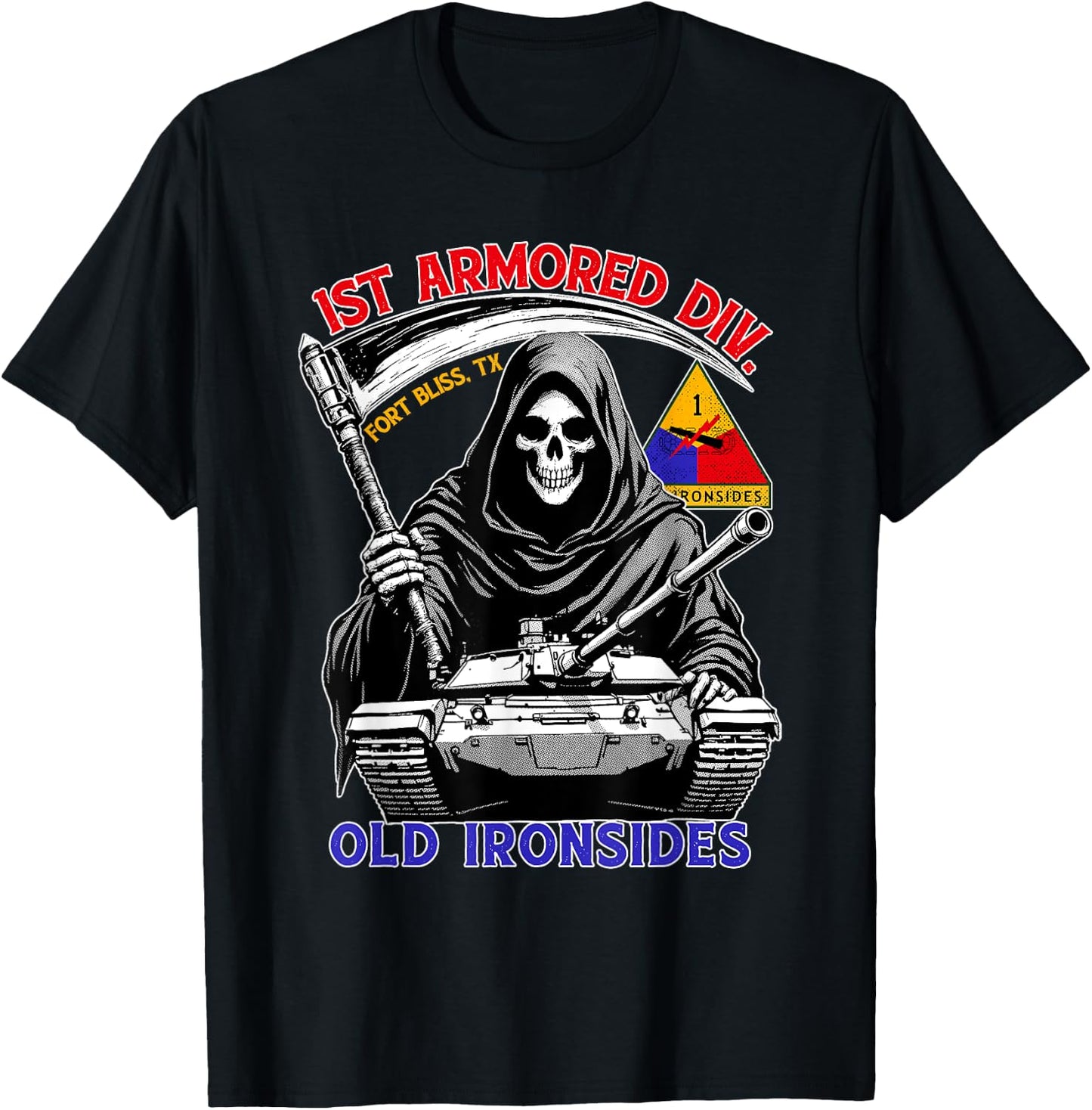 1st Armored Division Old Ironside Fort Bliss Texas Vintage T-Shirt - T-Shirt | Black