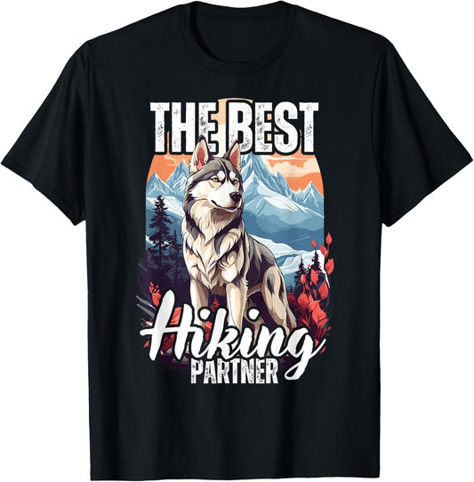 Siberian Husky the best hiking partner, Husky hiking T-Shirt - T-Shirt | Black