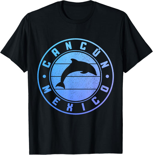 Cancun Mexico Dolphin Souvenir Vintage T-Shirt - T-Shirt | Black