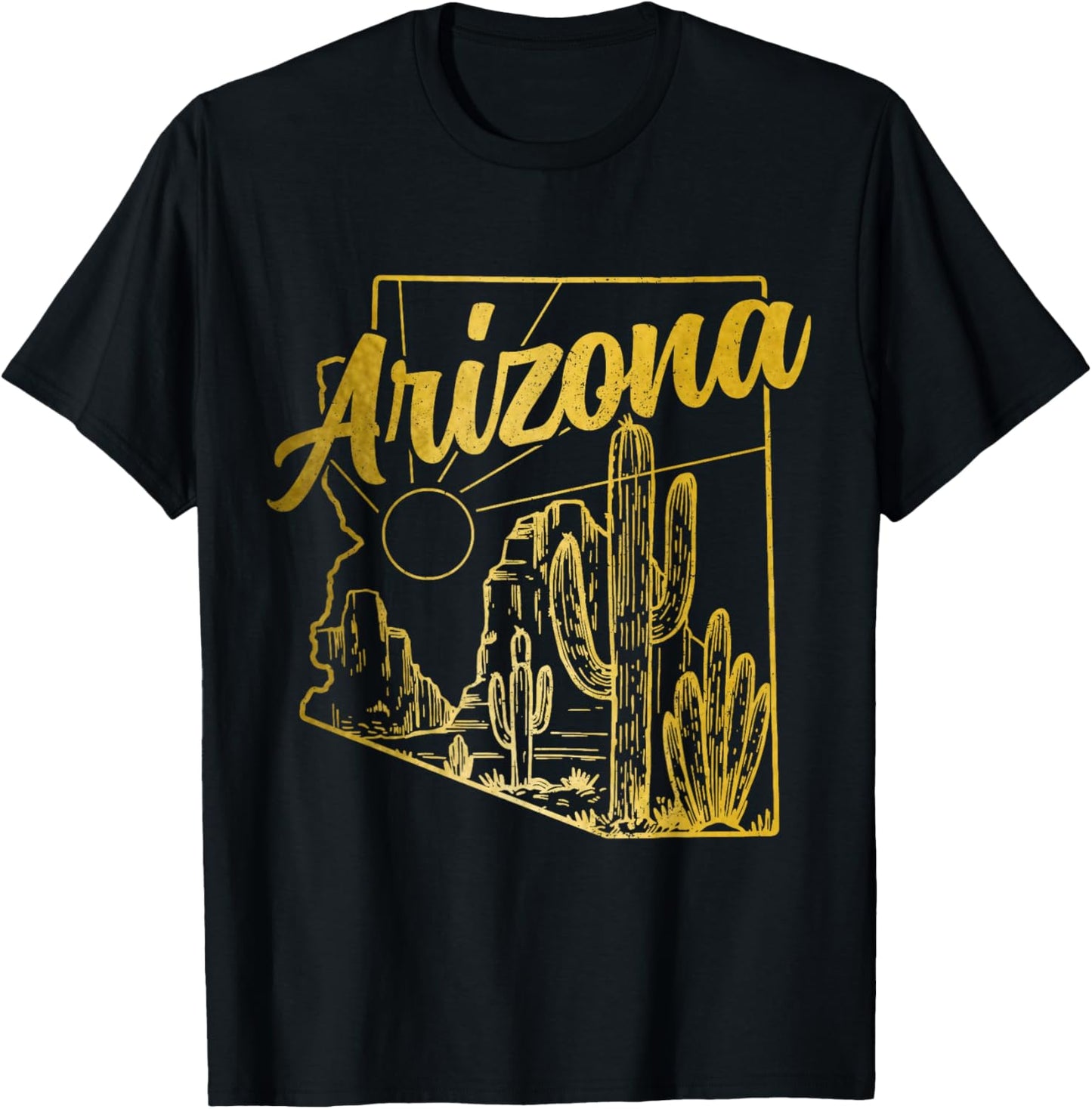 Arizona AZ Pride State Map Cactus T-Shirt - T-Shirt | Black