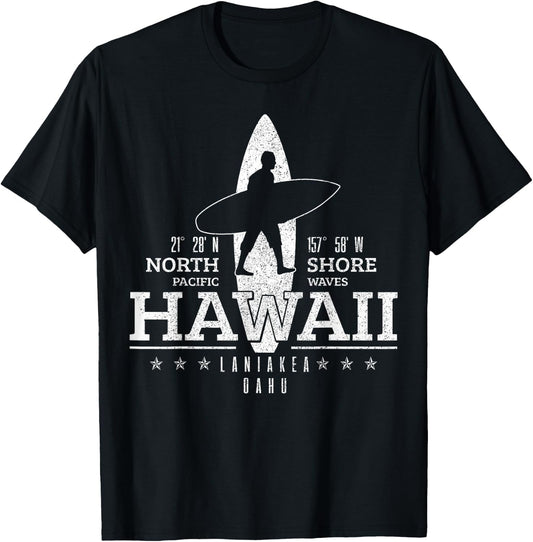 Hawaii Surfing Uaho Beach North Shore Surf Surfer Gift T-Shirt - T-Shirt | Black