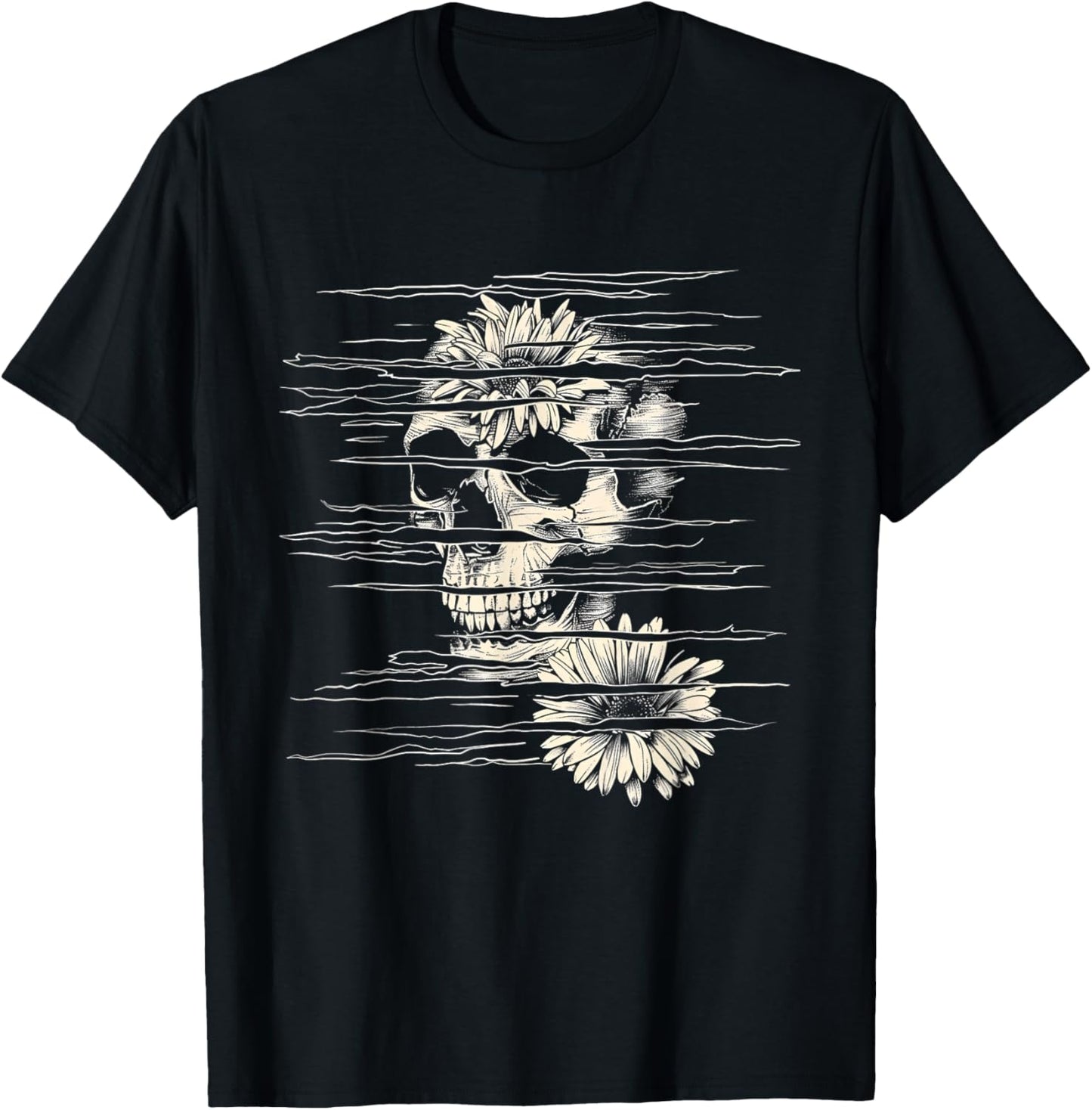 Rock Love With Abstract Skull Style T-Shirt - T-Shirt | Black