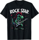 Rock Star Cute Punk Dinosaur, Goth Dino, Guitar Band Funny T-Shirt - T-Shirt | Black