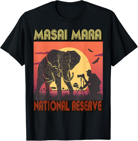 Masai Mara Elephant National reserve Kenya Safari Tour T-Shirt - T-Shirt | Black