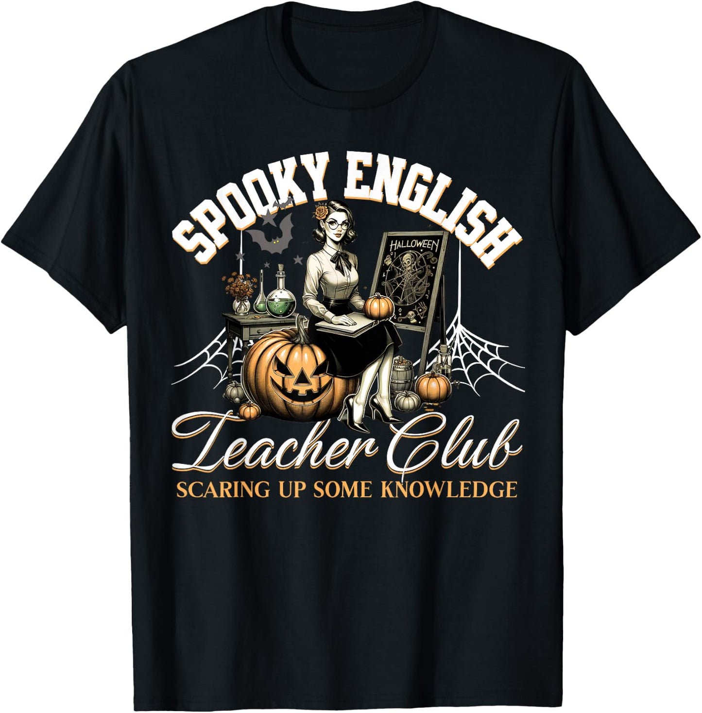 Spooky English Teacher Club Halloween T-Shirt - T-Shirt | Black