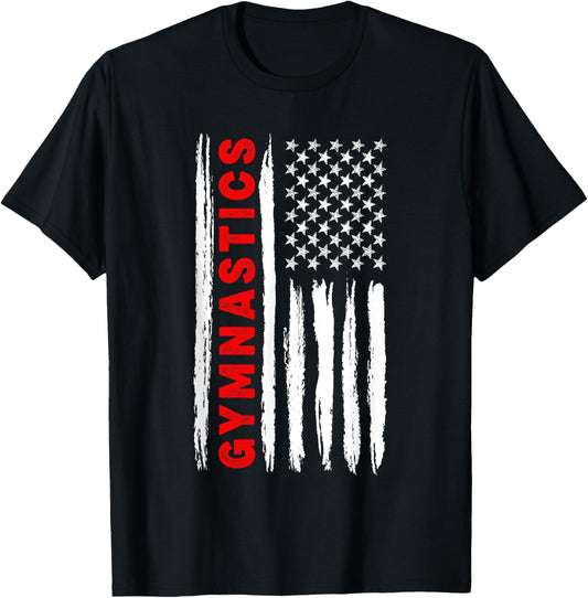 American Flag Gymnastics USA Men Women US Flag T-Shirt - T-Shirt | Black