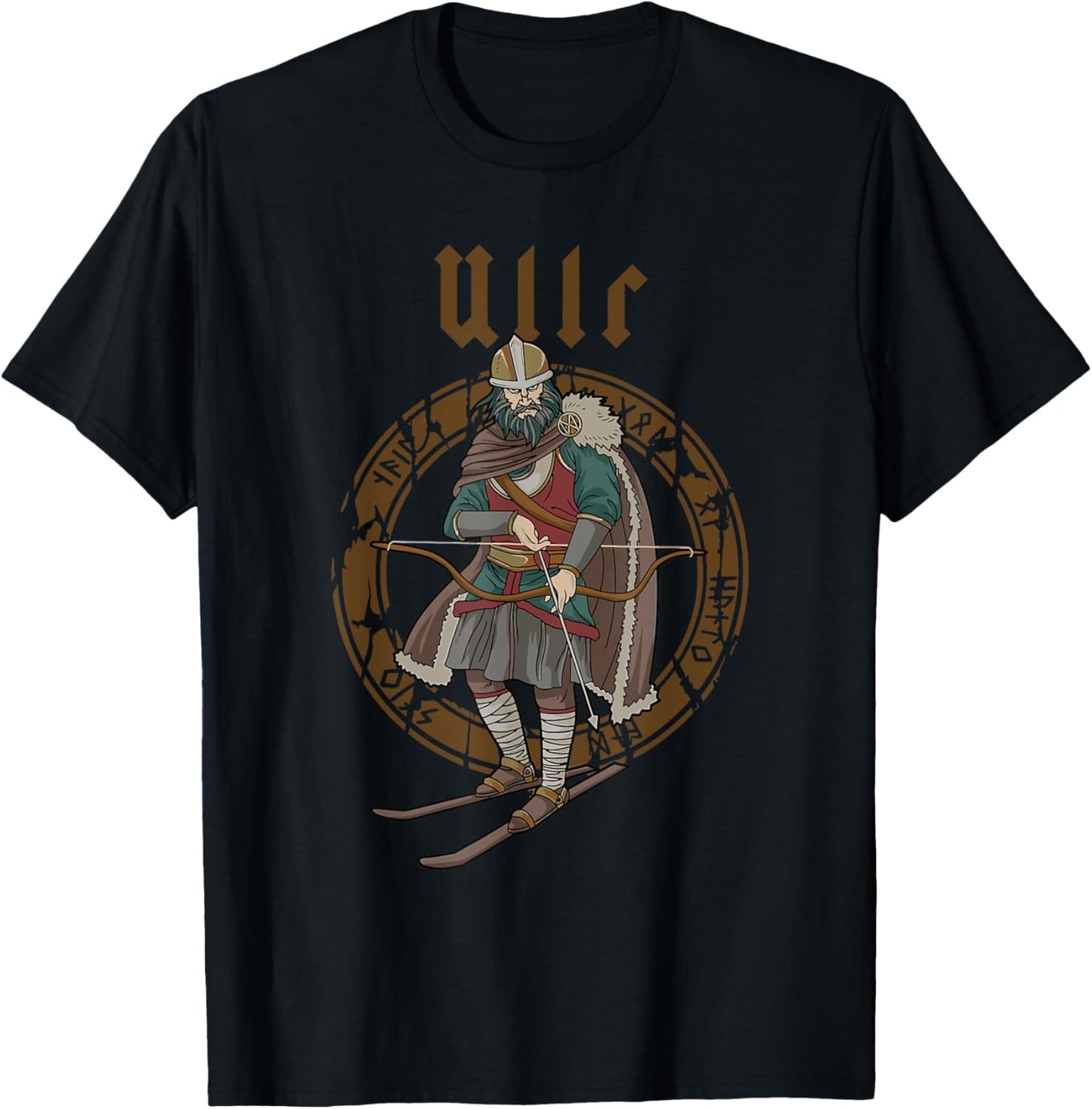Ullr God Of Archery Norse Hunting Viking Ski T-Shirt - T-Shirt | Black
