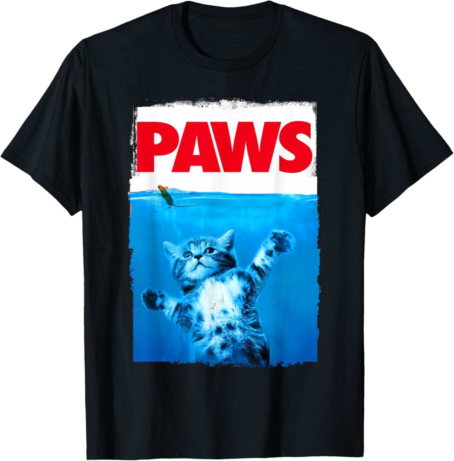 xiongying Paws Cat and Mouse Top, Cute Funny Cat Lover Parody T-Shirt - T-Shirt | Black