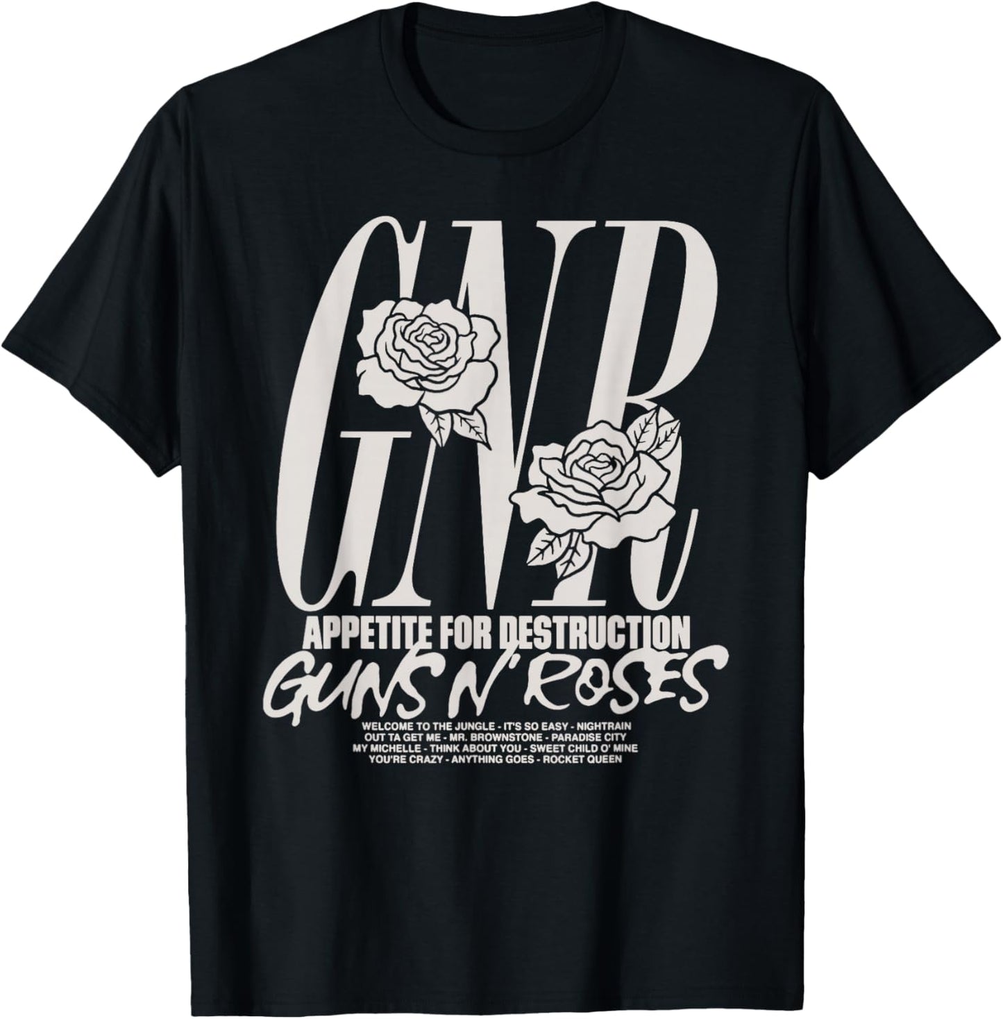 Official Guns N' Roses Appetite Tracks T-Shirt - T-Shirt | Black