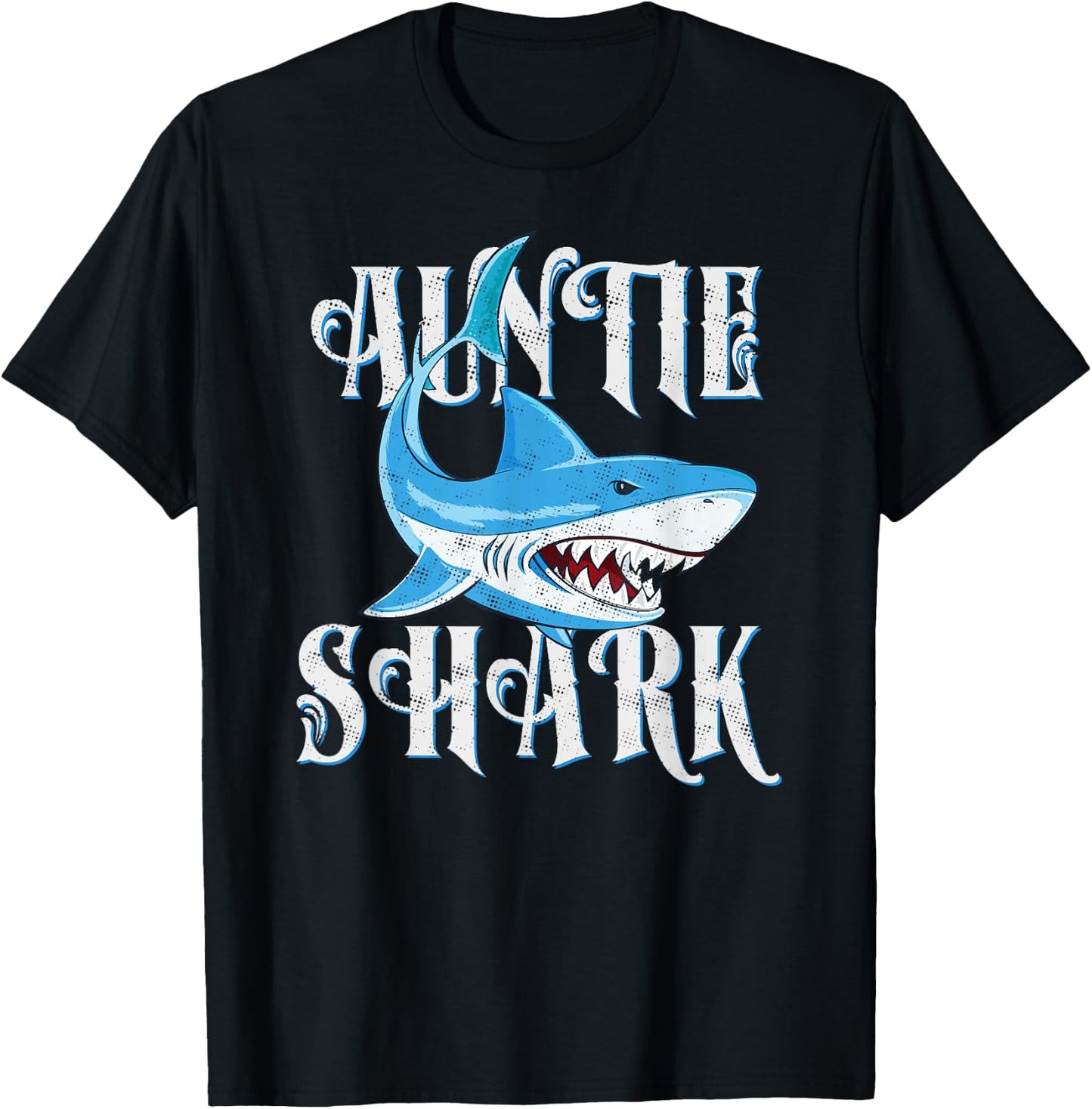 Auntie Shark Shirt, Funny Aunt Matching Gift T-Shirt - T-Shirt | Black