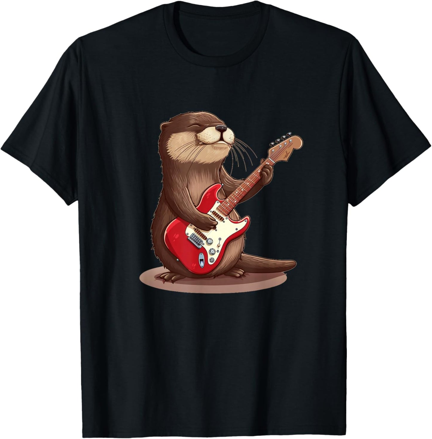Cute Otter enjoy Guitar playing Costume T-Shirt - T-Shirt | Black