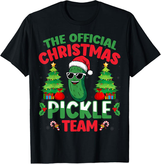 Pickle Wearing Santa Hat Xmas Party - Christmas Pickle Team T-Shirt - T-Shirt | Black