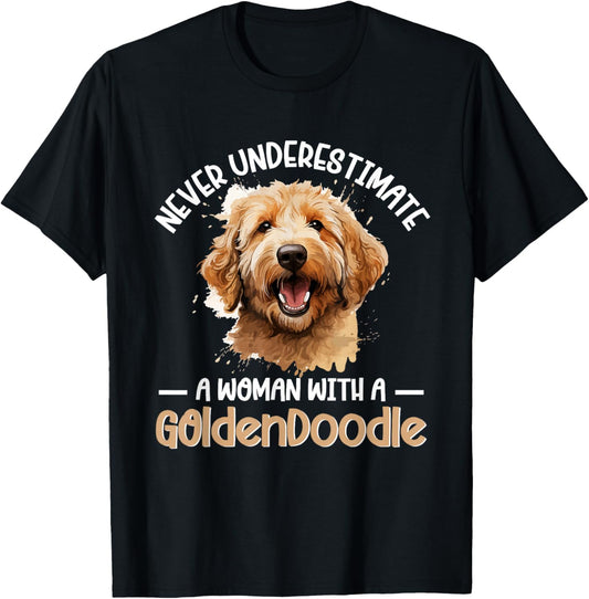 Goldendoodle Dog Breed Pet Never Underestimate A Woman T-Shirt - T-Shirt | Black