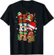 Christmas Ho Ho Ho Santa Reindeer Matching Football Pajama T-Shirt - T-Shirt | Black