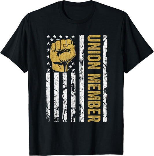 Proud Union Member USA American Pro Union Workers Rights T-Shirt - T-Shirt | Black