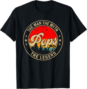 Pops the Man the Myth the Legend Father's Day for Grandpa T-Shirt - T-Shirt | Black