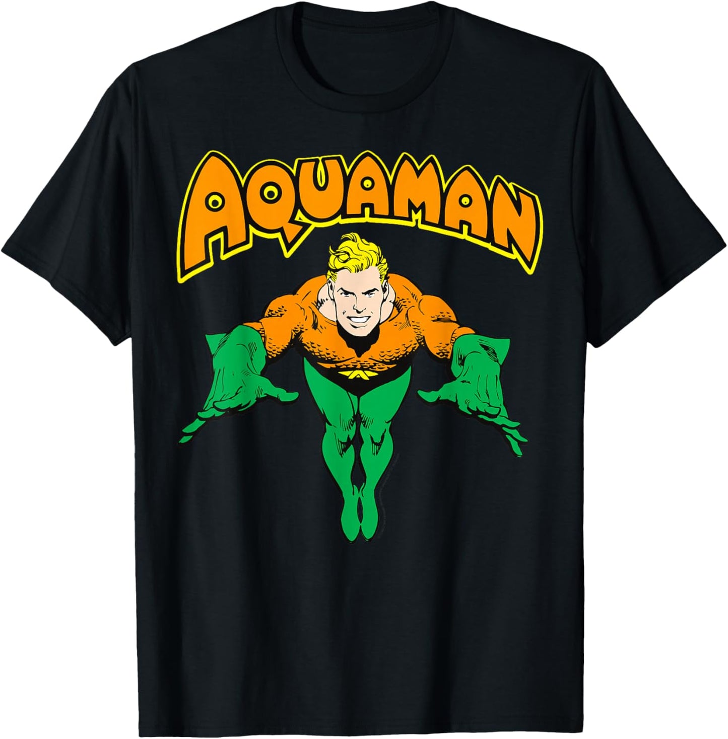 DC Comics Aquaman Vintage Portrait Logo T-Shirt - T-Shirt | Black