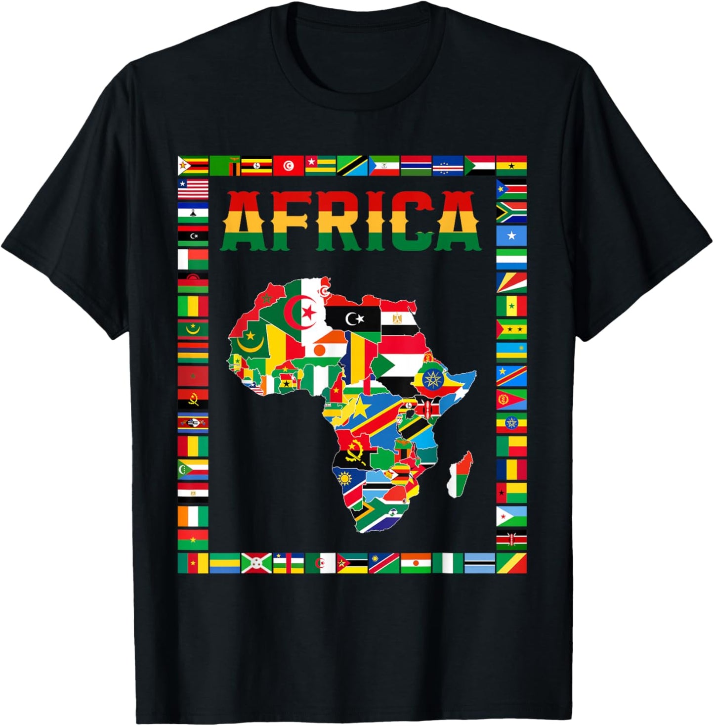 African flags,Flags of africa,africa map. T-Shirt - T-Shirt | Black