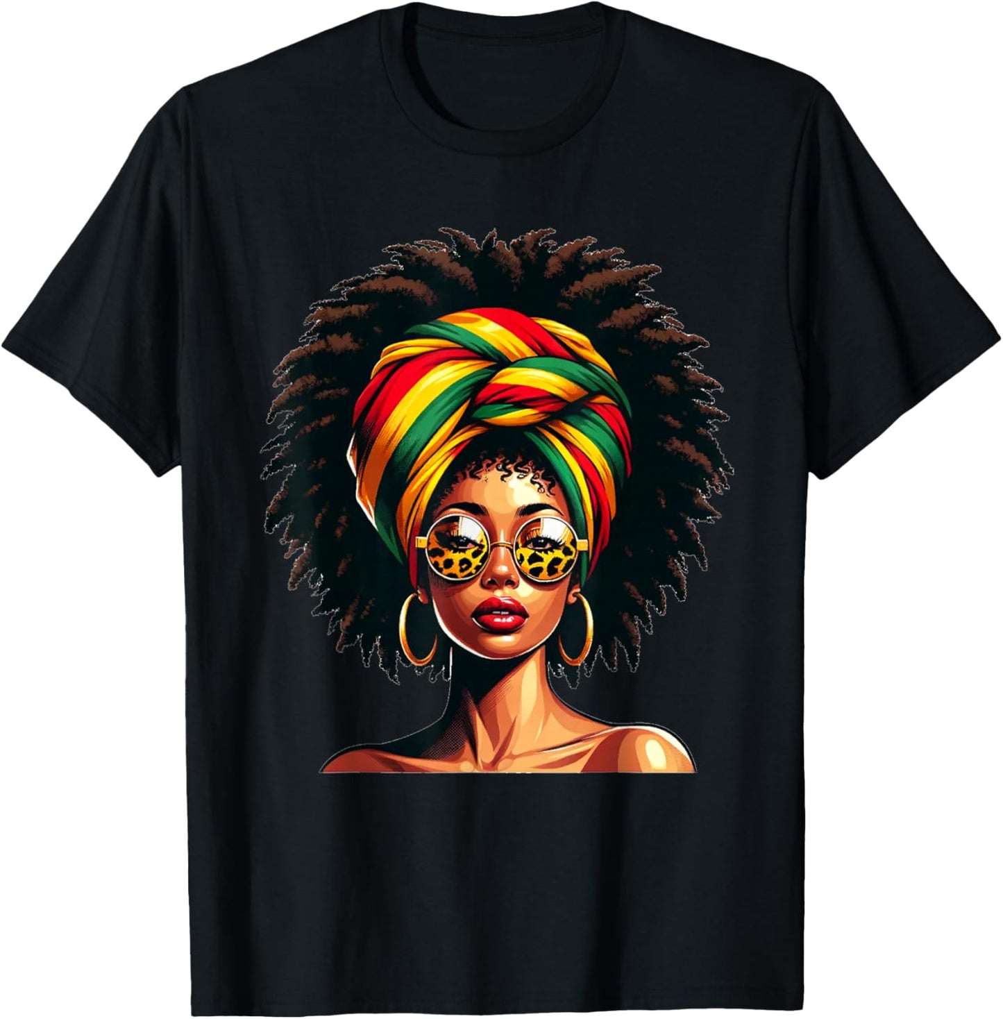 Afro Woman African Melanin Headscarf Nubian Black History T-Shirt - T-Shirt | Black