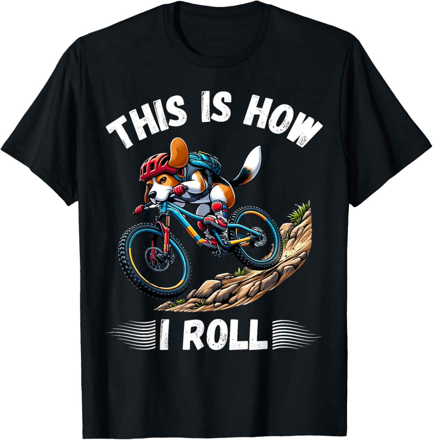 This Is How I Roll Funny Mountain Biking Bike Beagle Dog Women Kids T-Shirt - T-Shirt | Black