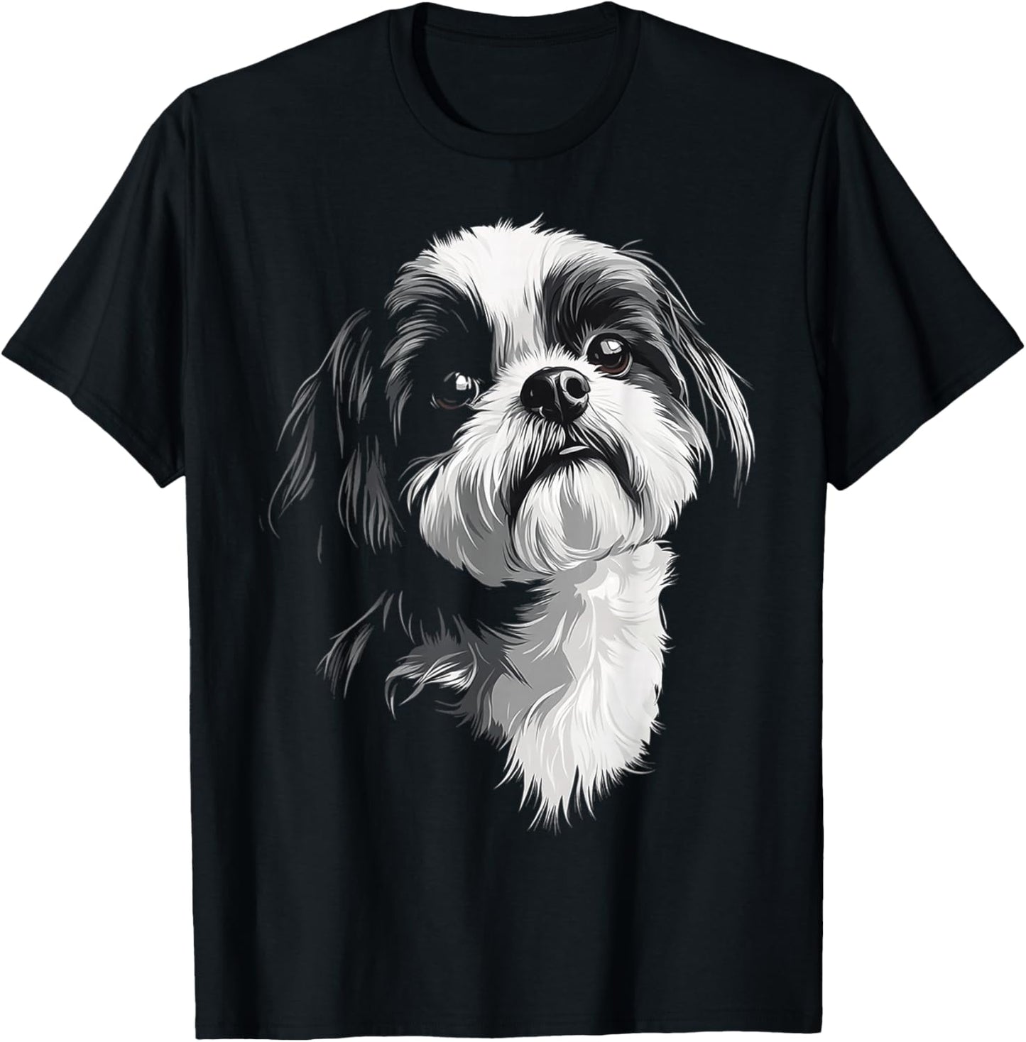 Shih Tzu Dog Motif Pet Illustration Shih Tzu T-Shirt - T-Shirt | Black