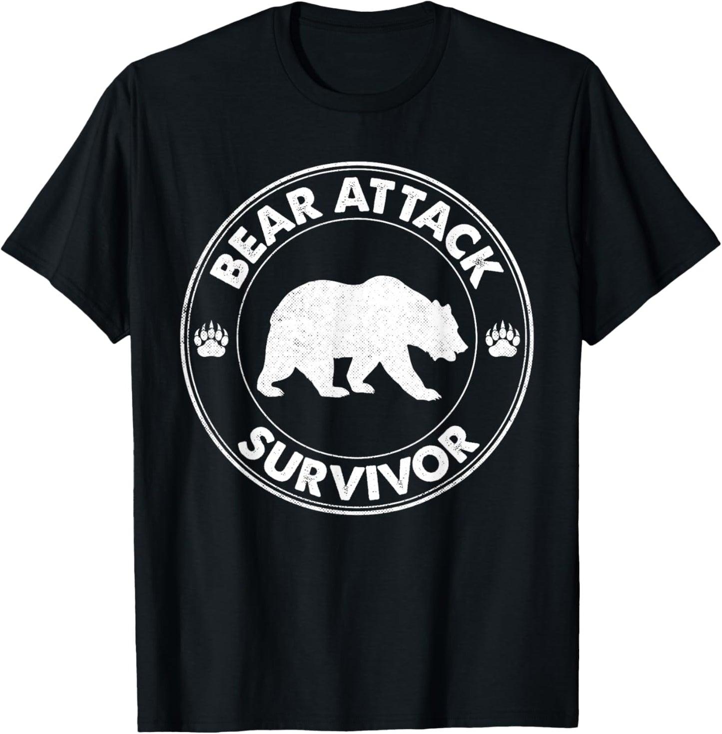 Bear Attack Survivor Funny Retro Hiker Comper Biker Outdoors T-Shirt - T-Shirt | Black
